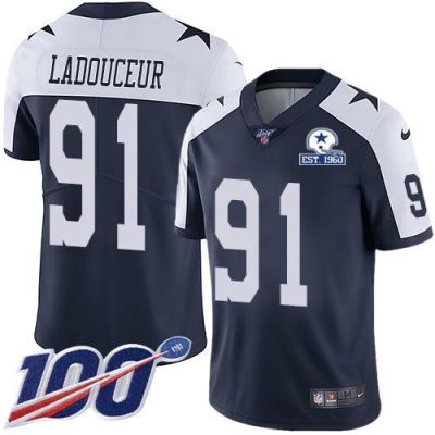 Nike Dallas Cowboys #91 L.P. Ladouceur Navy Blue Thanksgiving Stitched With Established In 1960 Patch NFL 100th Season Vapor Untouchable Limited Thro