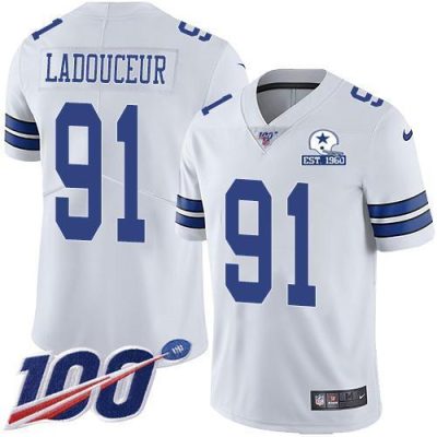Nike Dallas Cowboys #91 L.P. Ladouceur White Stitched With Established In 1960 Patch NFL 100th Season Vapor Untouchable Limited Jersey