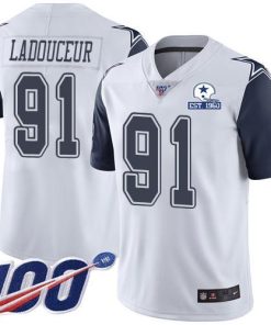Nike Dallas Cowboys #91 L.P. Ladouceur White Stitched With Established In 1960 Patch NFL Limited Rush 100th Season Jersey