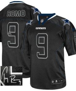 Nike Dallas Cowboys #9 Tony Romo Lights Out Black Stitched NFL Elite Autographed Jersey