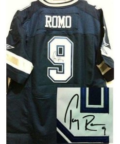 Nike Dallas Cowboys #9 Tony Romo Navy Blue Team Color Stitched NFL Elite Autographed Jersey