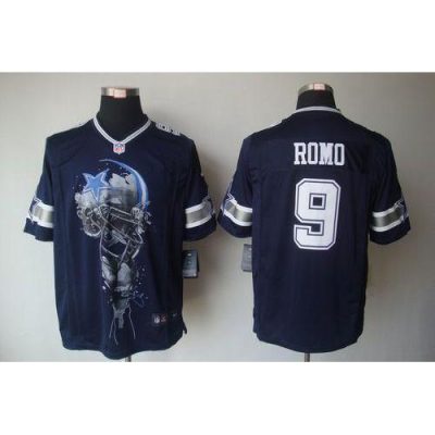 Nike Dallas Cowboys #9 Tony Romo Navy Blue Team Color Stitched NFL Helmet Tri-Blend Limited Jersey