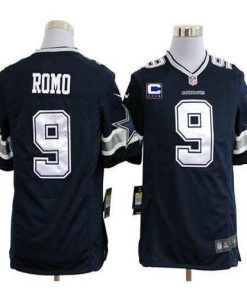 Nike Dallas Cowboys #9 Tony Romo Navy Blue Team Color With C Patch Stitched NFL Game Jersey