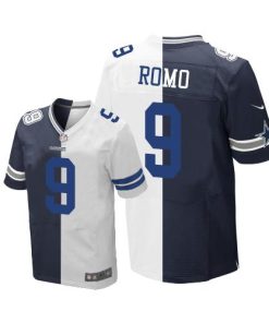 Nike Dallas Cowboys #9 Tony Romo Navy Blue/White Stitched NFL Elite Split Jersey