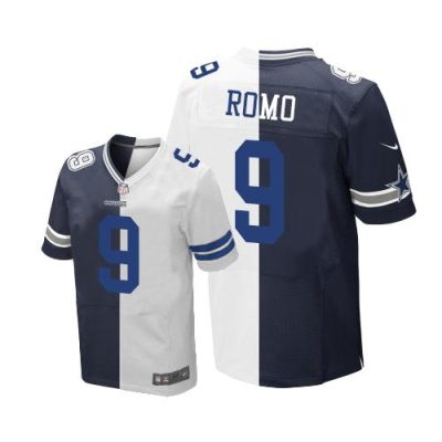 Nike Dallas Cowboys #9 Tony Romo Navy Blue/White Stitched NFL Elite Split Jersey