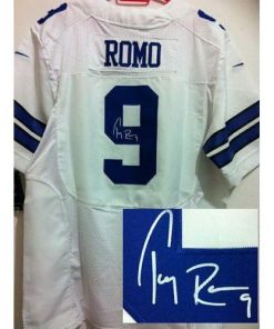 Nike Dallas Cowboys #9 Tony Romo White Stitched NFL Elite Autographed Jersey