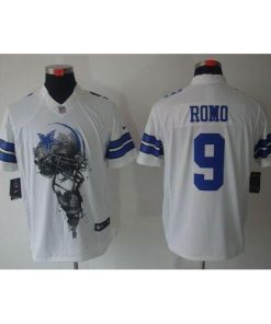 Nike Dallas Cowboys #9 Tony Romo White Stitched NFL Helmet Tri-Blend Limited Jersey