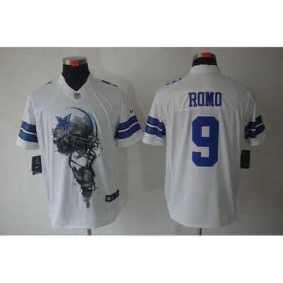 Nike Dallas Cowboys #9 Tony Romo White Stitched NFL Helmet Tri-Blend Limited Jersey