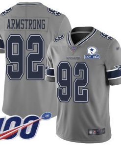 Nike Dallas Cowboys #92 Dorance Armstrong Gray Stitched With Established In 1960 Patch NFL Limited Inverted Legend 100th Season Jersey