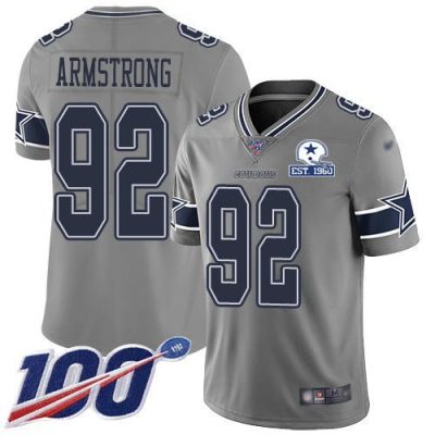Nike Dallas Cowboys #92 Dorance Armstrong Gray Stitched With Established In 1960 Patch NFL Limited Inverted Legend 100th Season Jersey