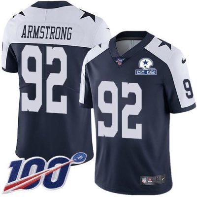 Nike Dallas Cowboys #92 Dorance Armstrong Navy Blue Thanksgiving Stitched With Established In 1960 Patch NFL 100th Season Vapor Untouchable Limited T