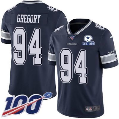 Nike Dallas Cowboys #94 Randy Gregory Navy Blue Team Color Stitched With Established In 1960 Patch NFL 100th Season Vapor Untouchable Limited Jersey