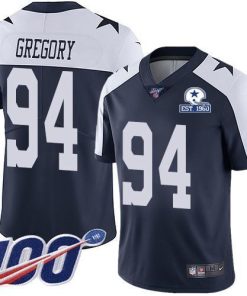Nike Dallas Cowboys #94 Randy Gregory Navy Blue Thanksgiving Stitched With Established In 1960 Patch NFL 100th Season Vapor Untouchable Limited Throw