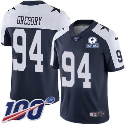 Nike Dallas Cowboys #94 Randy Gregory Navy Blue Thanksgiving Stitched With Established In 1960 Patch NFL 100th Season Vapor Untouchable Limited Throw