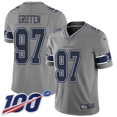 Nike Dallas Cowboys #97 Everson Griffen Gray Stitched NFL Limited Inverted Legend 100th Season Jersey