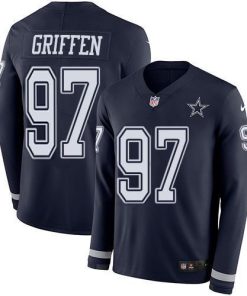 Nike Dallas Cowboys #97 Everson Griffen Navy Blue Team Color Stitched NFL Limited Therma Long Sleeve Jersey