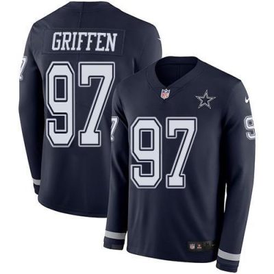 Nike Dallas Cowboys #97 Everson Griffen Navy Blue Team Color Stitched NFL Limited Therma Long Sleeve Jersey