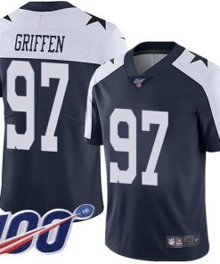 Nike Dallas Cowboys #97 Everson Griffen Navy Blue Thanksgiving Stitched NFL 100th Season Vapor Throwback Limited Jersey