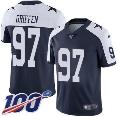 Nike Dallas Cowboys #97 Everson Griffen Navy Blue Thanksgiving Stitched NFL 100th Season Vapor Throwback Limited Jersey
