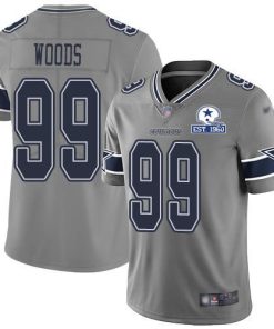 Nike Dallas Cowboys #99 Antwaun Woods Gray Stitched With Established In 1960 Patch NFL Limited Inverted Legend Jersey