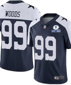 Nike Dallas Cowboys #99 Antwaun Woods Navy Blue Thanksgiving Stitched With Established In 1960 Patch NFL Vapor Untouchable Limited Throwback Jersey M