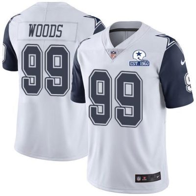 Nike Dallas Cowboys #99 Antwaun Woods White Stitched With Established In 1960 Patch NFL Limited Rush Jersey