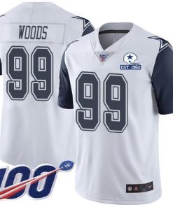 Nike Dallas Cowboys #99 Antwaun Woods White Stitched With Established In 1960 Patch NFL Limited Rush 100th Season Jersey