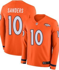 Nike Denver Broncos #10 Emmanuel Sanders Orange Team Color Stitched NFL Limited Therma Long Sleeve Jersey