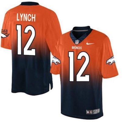 Nike Denver Broncos #12 Paxton Lynch Orange/Navy Blue Stitched NFL Elite Fadeaway Fashion Jersey