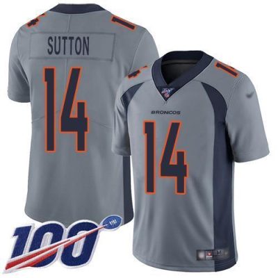 Nike Denver Broncos #14 Courtland Sutton Gray Stitched NFL Limited Inverted Legend 100th Season Jersey
