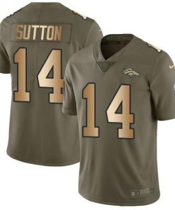 Nike Denver Broncos #14 Courtland Sutton Olive/Gold Stitched NFL Limited 2017 Salute To Service Jersey