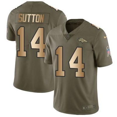 Nike Denver Broncos #14 Courtland Sutton Olive/Gold Stitched NFL Limited 2017 Salute To Service Jersey