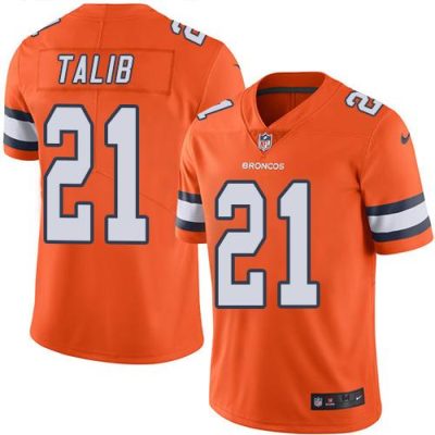 Nike Denver Broncos #21 Aqib Talib Orange Stitched NFL Limited Rush Jersey