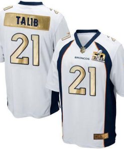 Nike Denver Broncos #21 Aqib Talib White Stitched NFL Game Super Bowl 50 Collection Jersey