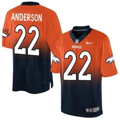 Nike Denver Broncos #22 C.J. Anderson Orange/Navy Blue Stitched NFL Elite Fadeaway Fashion Jersey
