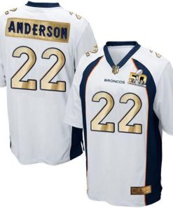 Nike Denver Broncos #22 C.J. Anderson White Stitched NFL Game Super Bowl 50 Collection Jersey