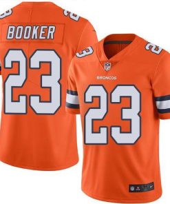 Nike Denver Broncos #23 Devontae Booker Orange Stitched NFL Limited Rush Jersey