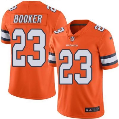Nike Denver Broncos #23 Devontae Booker Orange Stitched NFL Limited Rush Jersey