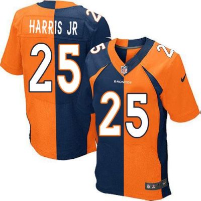 Nike Denver Broncos #25 Chris Harris Jr Orange/Navy Blue Stitched NFL Elite Split Jersey