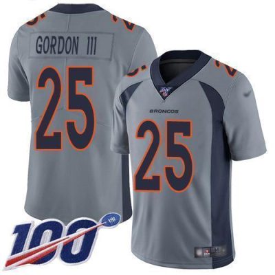 Nike Denver Broncos #25 Melvin Gordon III Gray Stitched NFL Limited Inverted Legend 100th Season Jersey
