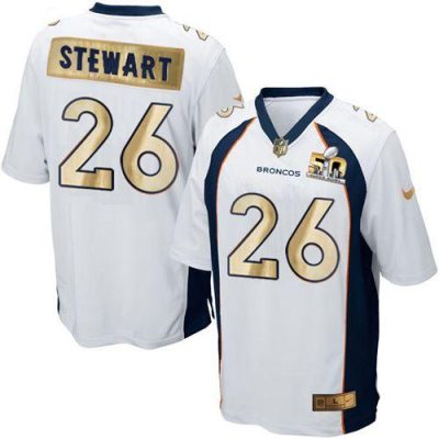 Nike Denver Broncos #26 Darian Stewart White Stitched NFL Game Super Bowl 50 Collection Jersey