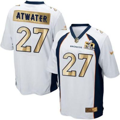 Nike Denver Broncos #27 Steve Atwater White Stitched NFL Game Super Bowl 50 Collection Jersey