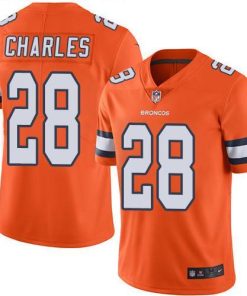 Nike Denver Broncos #28 Jamaal Charles Orange Stitched NFL Limited Rush Jersey