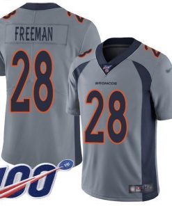 Nike Denver Broncos #28 Royce Freeman Gray Stitched NFL Limited Inverted Legend 100th Season Jersey