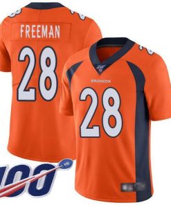 Nike Denver Broncos #28 Royce Freeman Orange Stitched NFL 100th Season Vapor Limited Jersey