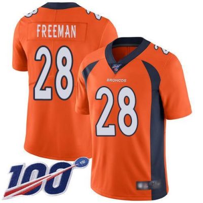 Nike Denver Broncos #28 Royce Freeman Orange Stitched NFL 100th Season Vapor Limited Jersey