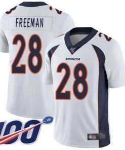 Nike Denver Broncos #28 Royce Freeman White Stitched NFL 100th Season Vapor Limited Jersey