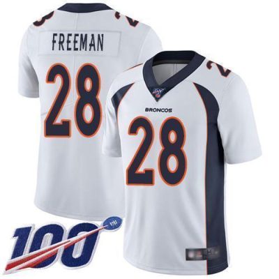 Nike Denver Broncos #28 Royce Freeman White Stitched NFL 100th Season Vapor Limited Jersey