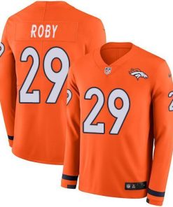 Nike Denver Broncos #29 Bradley Roby Orange Team Color Stitched NFL Limited Therma Long Sleeve Jersey