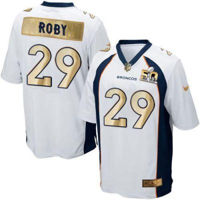 Nike Denver Broncos #29 Bradley Roby White Stitched NFL Game Super Bowl 50 Collection Jersey